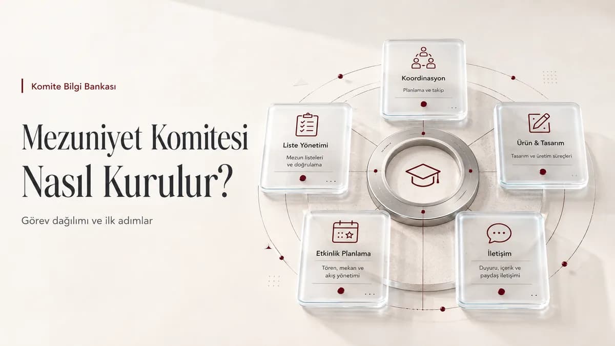 Mezuniyet komitesindeki koordinasyon, ürün, liste, etkinlik ve iletişim görevleri.