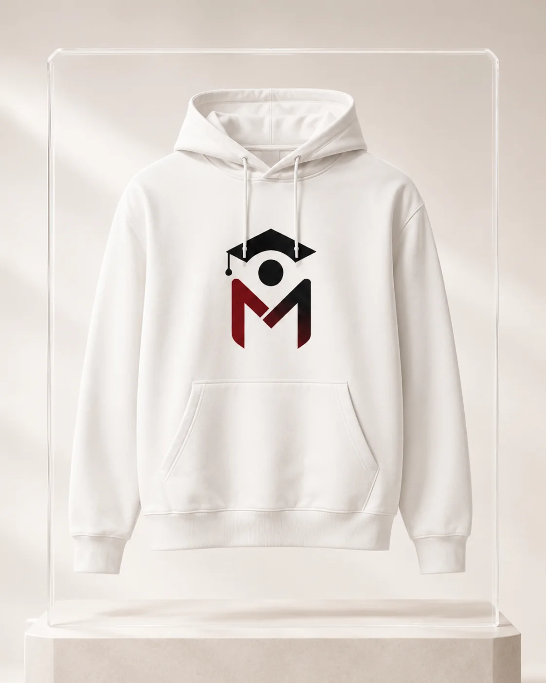 Beyaz Logolu Mezuniyet Kapüşonlu Sweatshirt