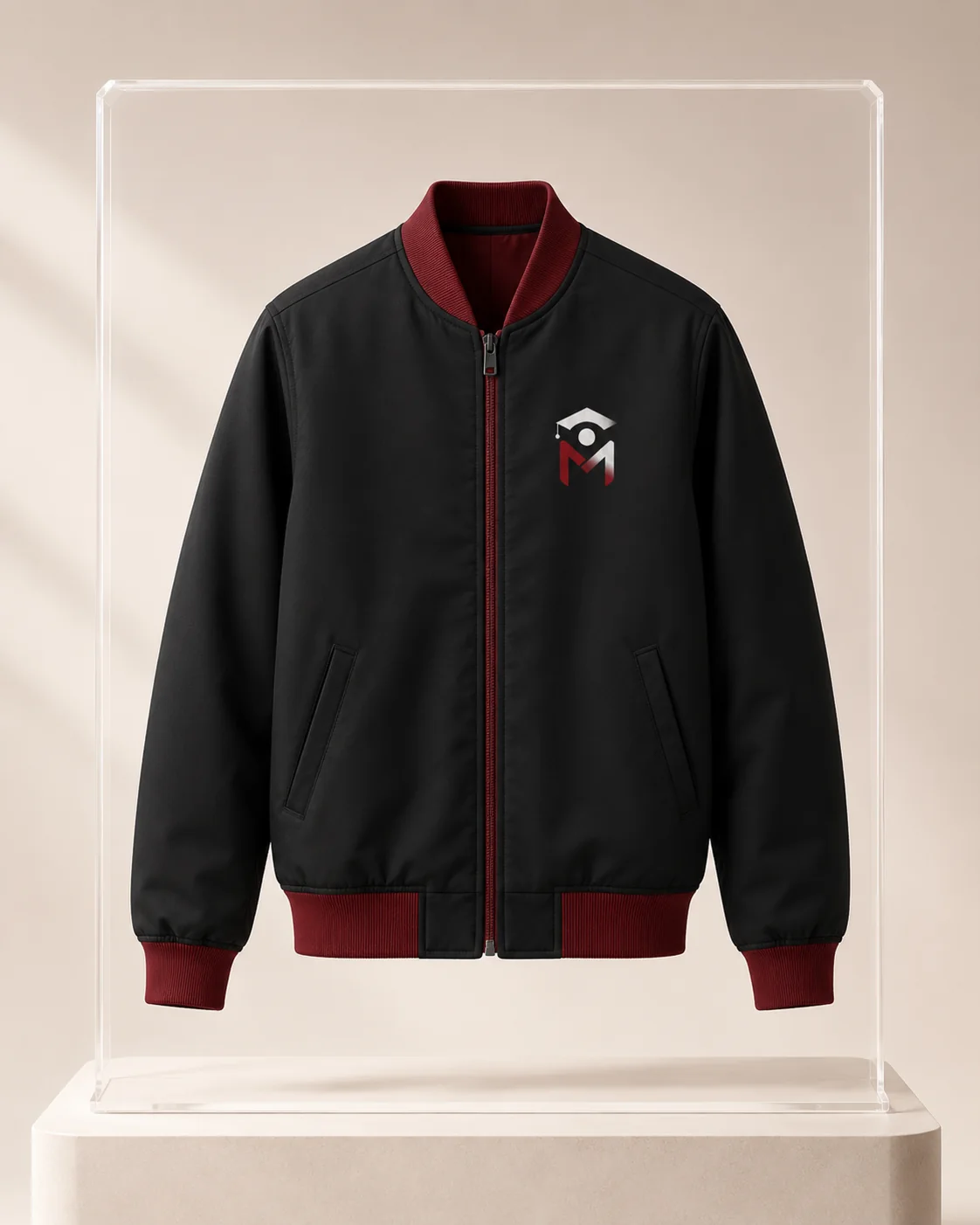 Siyah Bordo Mezuniyet Bomber Ceket